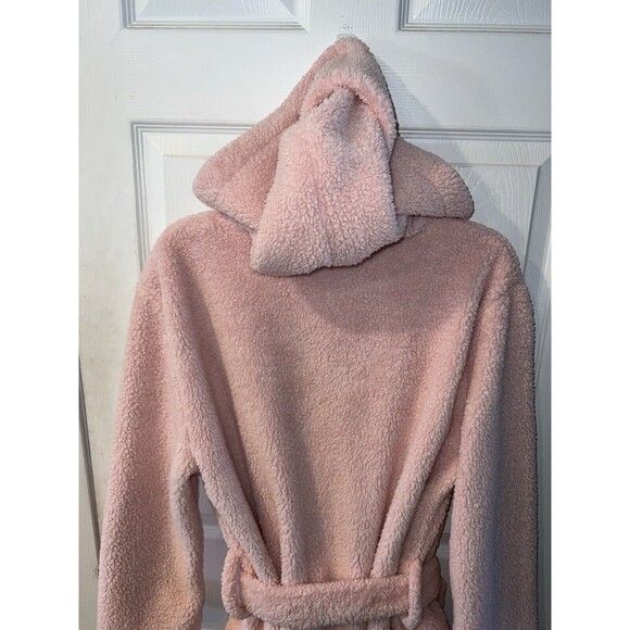 POTTERY BARN ROBE HOODED TEEN COZY SHERPA BLUSH ONE SIZE SOFT BELTED POCKETS - Picture 5 of 6